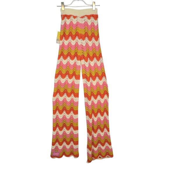 Maaji Paradiso Waves Calliope Pants Crochet Knit Thick Horizontal Stripe S/M NEW - Picture 2 of 9